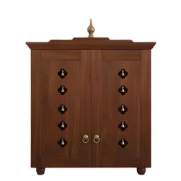 DZYN Furnitures Aumkara Brown Wooden Floor Temple With Door-image-65