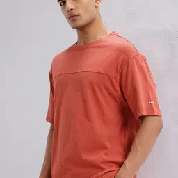 HRX by Hrithik Roshan Drop-Shoulder Sleeves Panelled Pure Cotton Lifestyle T-shirt-image-16