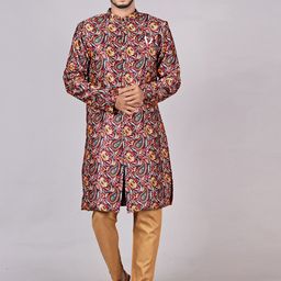 amzira Printed Mandarin Collar Indo Western Set-image-20