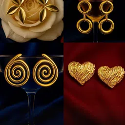 ISHTAARA Pack of 4 Gold-Plated Contemporary Stud Earrings-picture-25