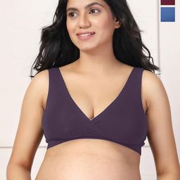 House Of Zelena Pack of 3 Stretchable Lightly Padded Maternity Feeding Bras-picture-28
