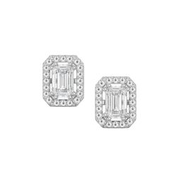 Emori Shimmering Halo Emerald Diamond Earrings-image-28