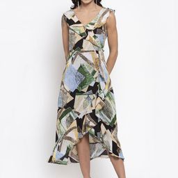 Gipsy Women Green & Blue Printed Wrap Dress-image-92