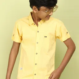 V-Mart Boys Spread Collar Solid Cotton Casual Shirt-image-71
