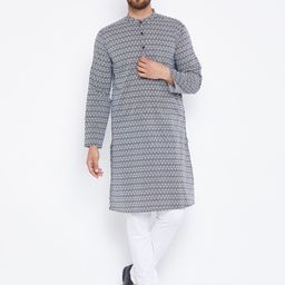 even Men Black & White Printed Kurta-image-57