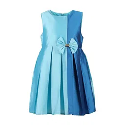 A Little Fable Girls Blue Colourblocked Fit and Flare Dress-image-55