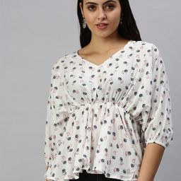 SHOWOFF Floral Printed Puff Sleeves Crepe Empire Top-picture-39