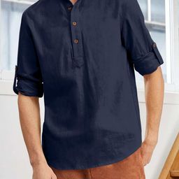 SHOPYCLICK Men Navy Blue Kurta-image-114