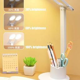 Aashita Shoppe LED Double Head 180 Degree Desk LAMP USB Rechargeable Foldable Table Light Study LAMP with 3 Colour Brightness Touch CO,Eye Caring LAMP for Student,for Office USE Pack of 1 image 4