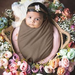 Babymoon Infants Textured Swaddle Wrap With Hairband Baby Photoshoot Props-97