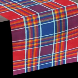 Lushomes Red & Blue Checked Pure Cotton Rectangular Table Runner image 3
