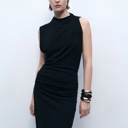 MANGO Ruched Draped Maxi Dress-image-13
