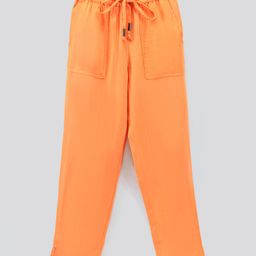 Pine Kids Woven Elasticated Waistband With A Drawcord & Softener Wash Solid Trousers - Orange-image-79