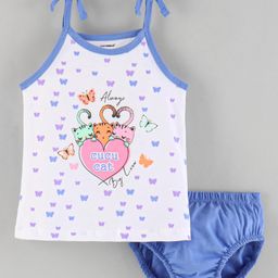 Cucumber Sinker Sleeveless Slip & Bloomer Set Cat Print - Blue-image-72