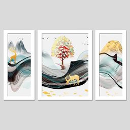 Wens Set Of 3  Modern Nordiac Design Wall Art Painting - White-image-88