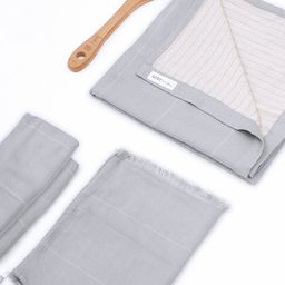 Doctor Towels Pack Of 4 Aloevera Double Cloth Coordinating Face Towels With Hand & Bath Towel - Frosted Grey-89