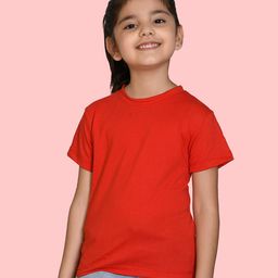 NUSYL Cotton Blend Half Sleeve Solid Tee - Red-image-3
