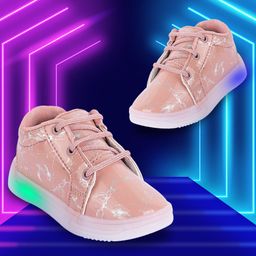 PASSION PETALS Self Design LED Lace Up Shoes - Peach-image-70