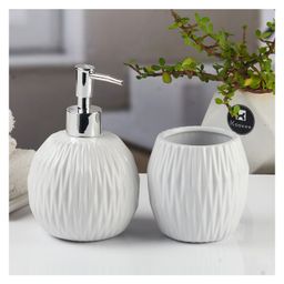 KOOKEE Ceramic Bathroom Accessories Set of 2 with Soap Dispenser (11108)-image-91