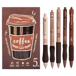 SCHOOLISH Stylish Retractable Pens for Kids, Coffee Theme 0.5mm Stationery Gel Pen Set for Girls & Boys, Smooth Writing Quick Dry Ink Elegant Pen for School Office Supplies, Blue Ink- PACK OF 1- COLOR MAY VARY-image-8