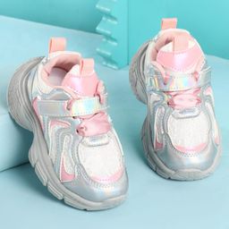 KIDLINGSS Holographic Designed Shoes With Velcro Closure - Light Pink-image-21
