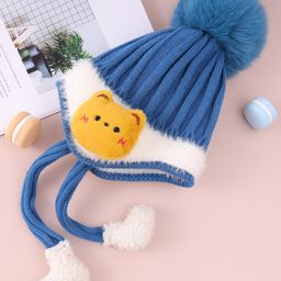 Babyhug Woollen Cap With Cord & Bunny Applique Navy Blue - Diameter 12 cm-picture-17