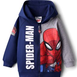 Babyhug Marvel Terry Knit Full Raglan Sleeves Hooded Sweatjacket With Spider Man Graphics - Multi Colour-picture-0