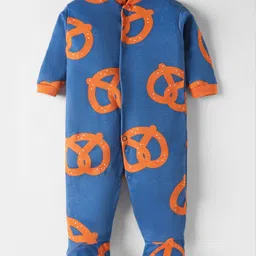 Kidi Wav Full Sleeves Abstract Printed Sleepsuit - Blue-picture-1