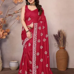 KALINI Floral Embroidered Kota Saree-image-11