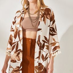 Olalook Floral Printed Longline Open Front Shrug-13