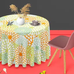ArtzFolio Beige Ethnic Motifs Print Anti-Slip Round 8-Seater Table Cover-image-50
