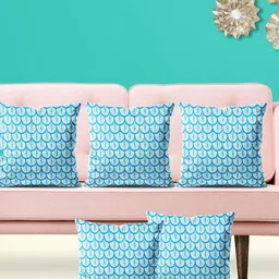 ArtzFolio Blue 5 Pieces Ethnic Motifs Printed Velvet Square Cushion Covers-image-75