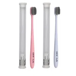 CARE CUB Set Of 2 Flat Ultra Soft Nano 10,000 Oral Toothbrush - Pink & White-2