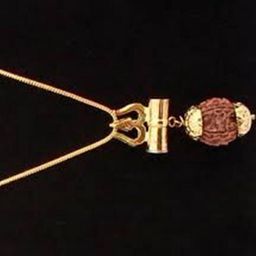 RAVIOUR LIFESTYLE Adult's Gold Pleated Trishul Rudraksha Pendant-14