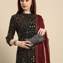 Anouk Women Black Ethnic Motifs Printed Kurta with Palazzos & With Dupatta-picture-8