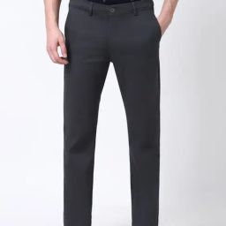 Peter England Grey Cotton Slim Fit Trousers-image-0
