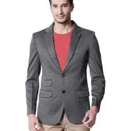 Spykar Charcoal Textured Notched Lapel Blazer-6