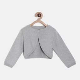 MINIKLUB Girls Silver Textured Full Sleeves Shrug-image-41
