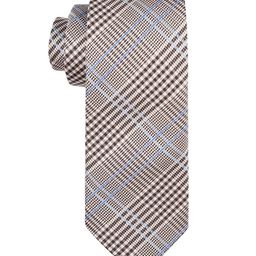 The Tie Hub Men Cream-Coloured & Blue Checked Broad Tie With Cufflinks-image-58