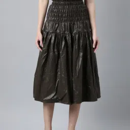 SHOWOFF Brown Midi Skirt-image-32