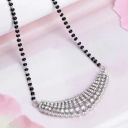 Zavya 925 Silver Abstract Radiance Rhodium-Plated CZ Mangalsutra for Women-picture-40