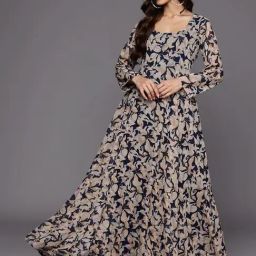 Varanga Black Floral Print Anarkali Kurta-image-9