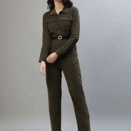 Iconic Green Cotton Textured Pattern Jumpsuit-image-10