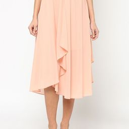Gipsy Women Peach-Coloured Solid Flared Skirt-5