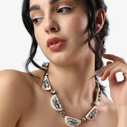 Sohi Multicolour Designer Statement Stones Necklace image 3