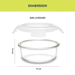 Borosil Elite Round Glass Lunch Box Set of 3 (Transparent, 400 ml) image 3