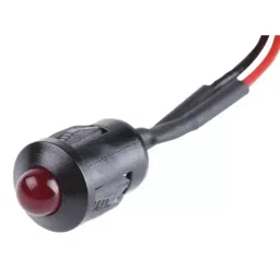RS PRO Red Panel Mount Indicator 24V DC, Mounting Hole Size 8 mm, Termination Type Lead Wires, Model No 203903-16