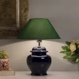 Homesake Navy Ceramic Guard Shaped Table Lamps with Green Shade - Set of 2-42