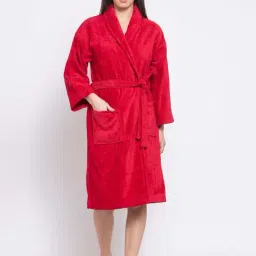 Trident Comfort Living Red Cotton 380 GSM Bathrobe-4