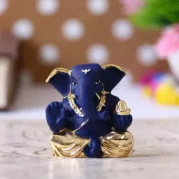 eCraftIndia Gold Plated Blue Appu Ganesha Decorative Showpiece for Home/Temple/Office/Car Dashboard-30